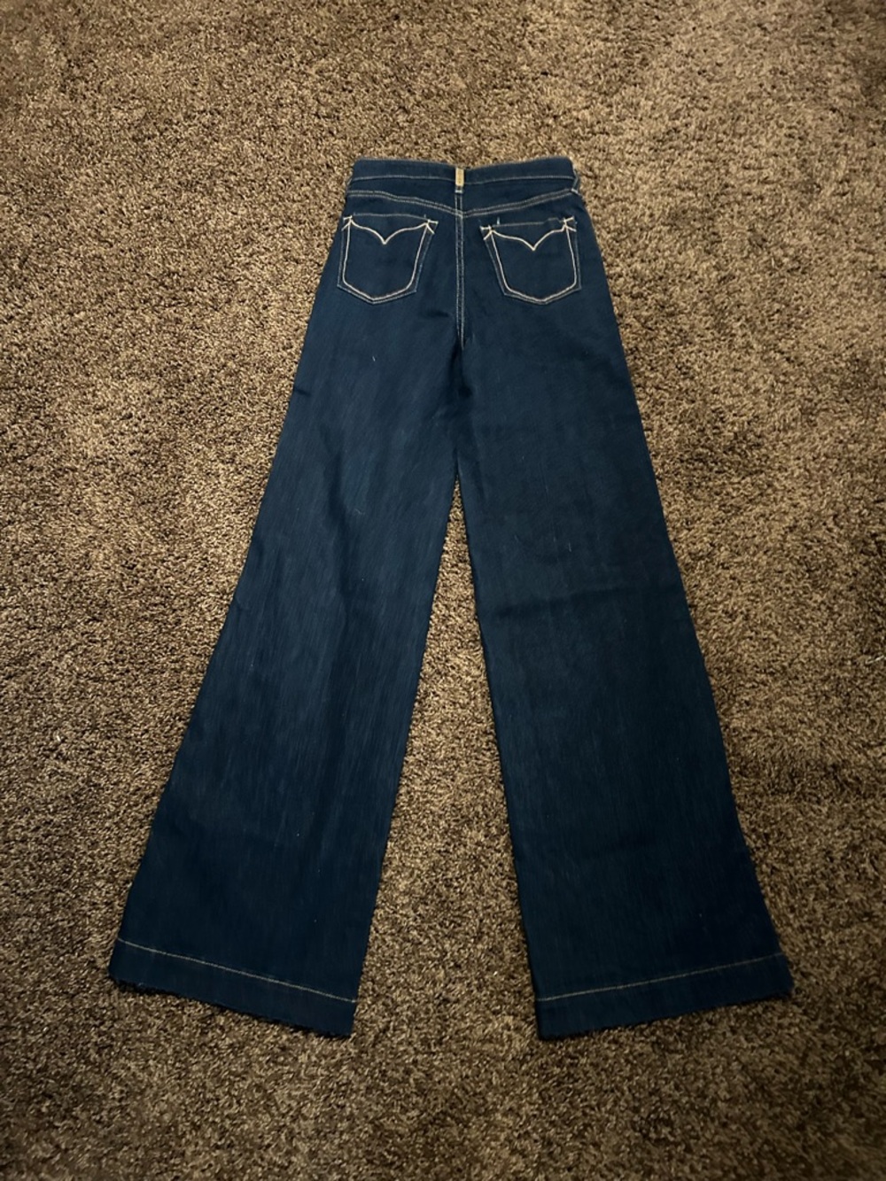 Ariat Dark Blue Wide-Leg Jeans with Contrast Pocket Stitching